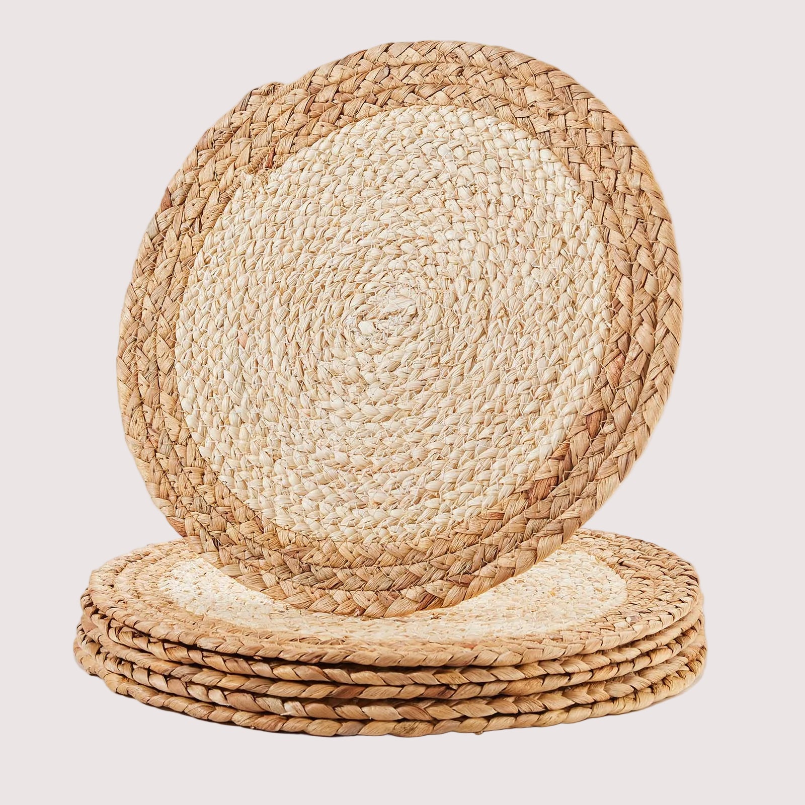 Chenshia 30cm Round Natural Woven Placemats - 6 Pack