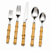 Bamboo Cutlery Set Stainless Steel Luxury Knives Forks Spoons Pack