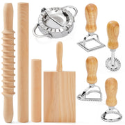 9Pc Pasta Making Tool Set Gnocchi Board with Ravioli Stamp Kit