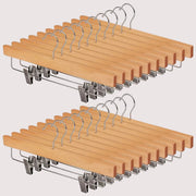 Chenshia 20Pc Wooden Hangers Pants Skirt Hangers Adjustable Non-Slip Clips