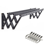 2m Wall-Mounted Aluminium Drying Rack with Windproof Clips