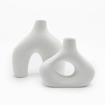 Nordic Ceramic Vase Set 2 Piece Minimalist Boho Flower Pot Decor