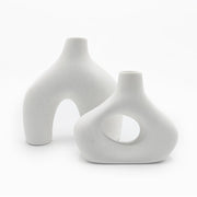 Nordic Ceramic Vase Set 2 Piece Minimalist Boho Flower Pot Decor