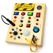 Montessori Busy Board LED Lights Wooden Switch Sensory Travel Toy