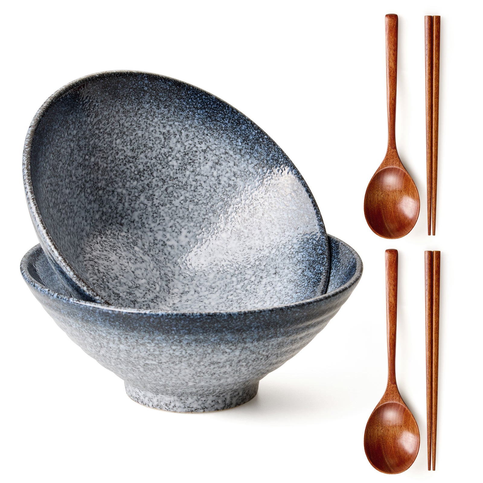 Ceramic Ramen Bowls with Chopsticks - 2 Pack