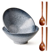 Ceramic Ramen Bowls with Chopsticks - 2 Pack