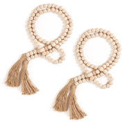 2-Piece Farmhouse Wood Beads Garland with Tassels Boho Home Decor
