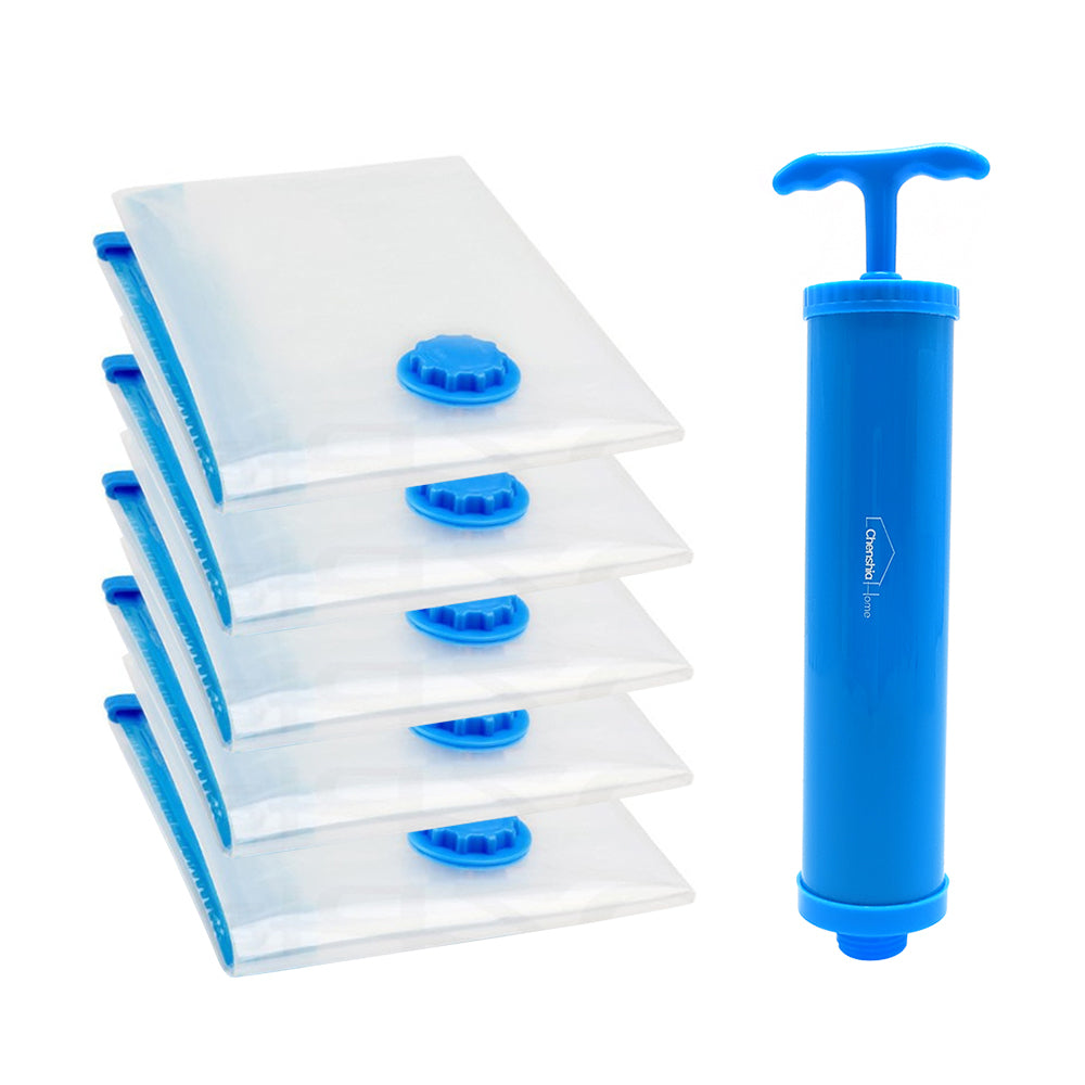5Pc Vacuum Storage Bags with Manual Hand Pump
