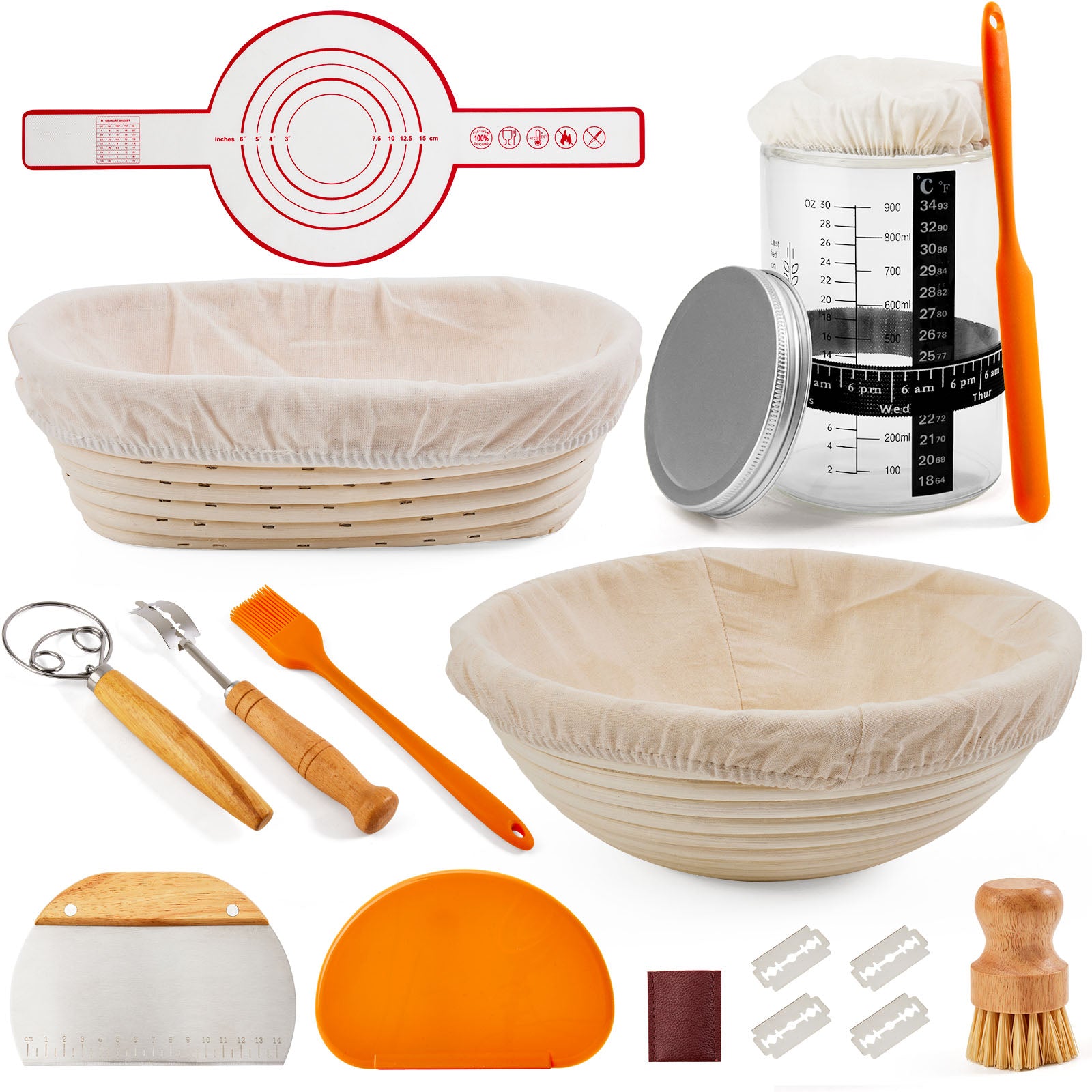 Handwoven Sourdough Bread Proofing Basket Set