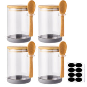 450ml Airtight Glass Jars with Bamboo Lids - 4 Pack