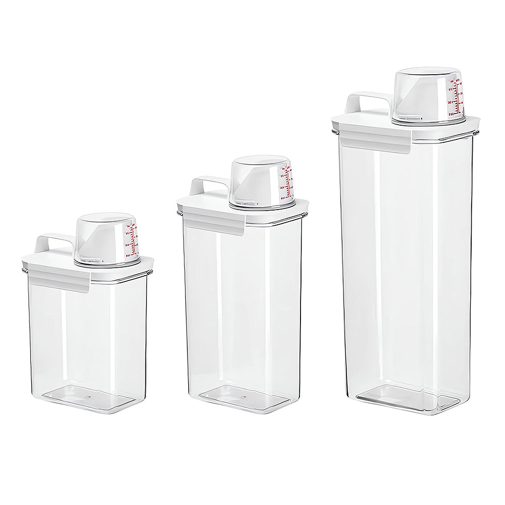 Clear Plastic Food Containers,Measured Pantry Organizer,Kitchen Jars-3 Pcs