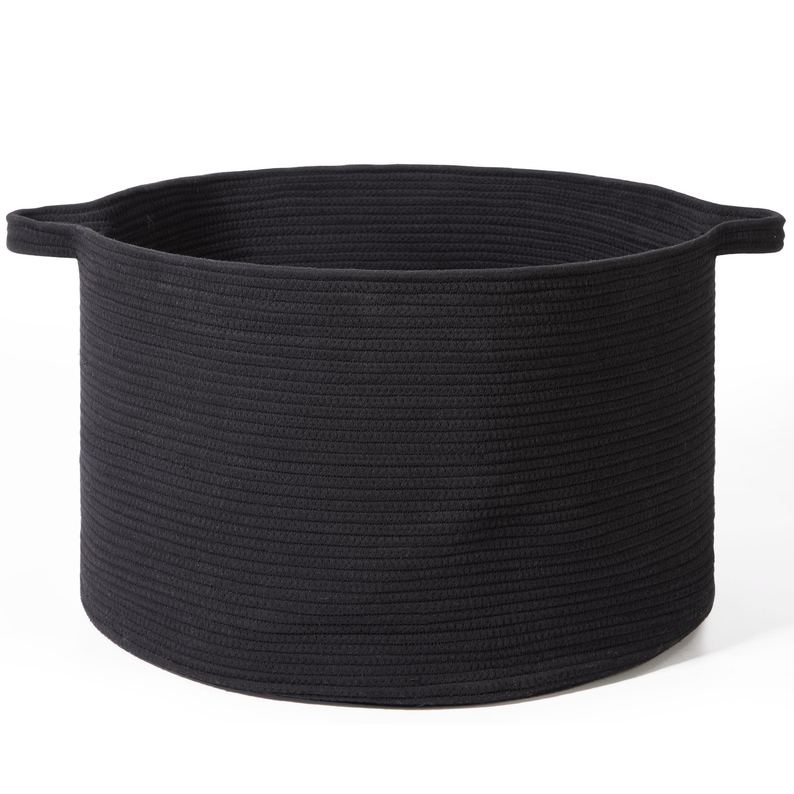 90L Woven Laundry Basket Foldable Storage Hamper Decor Organiser - Black