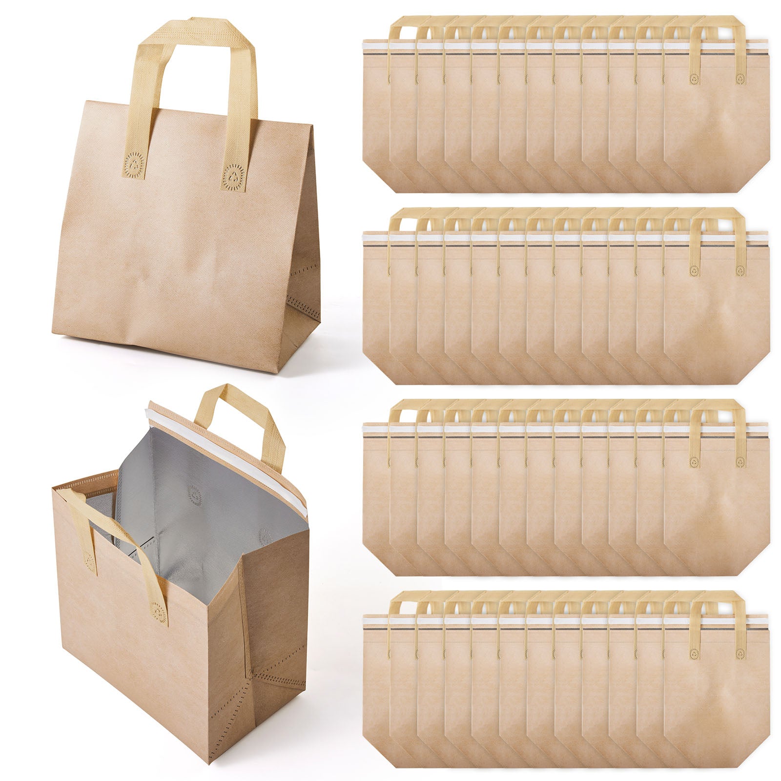 Reusable Insulated Takeout Bags with Aluminium Foil Sealing - 50 Piece