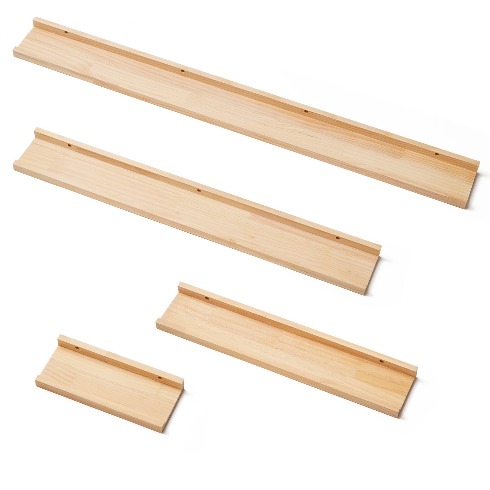 Solid Wood Floating Shelves - 4 Piece Set