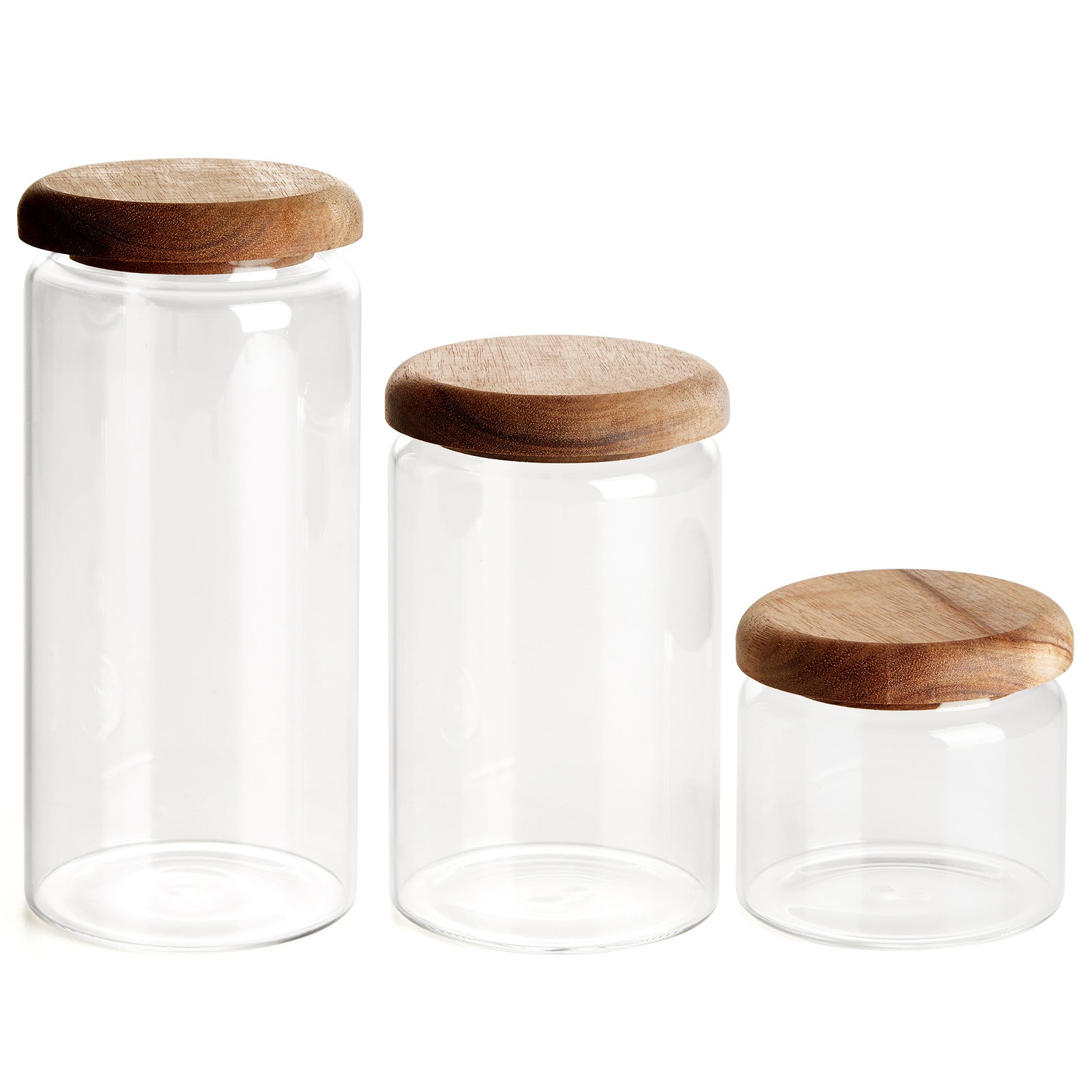 3pc Glass Canister Set with Acacia Lids