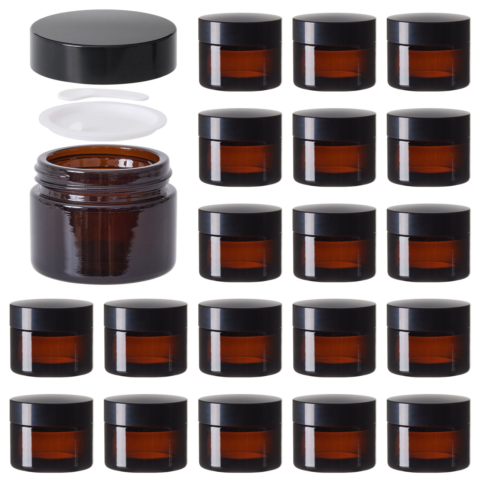 50ml Glass Jars 20Pcs Reusable Cosmetic Storage Pot Set