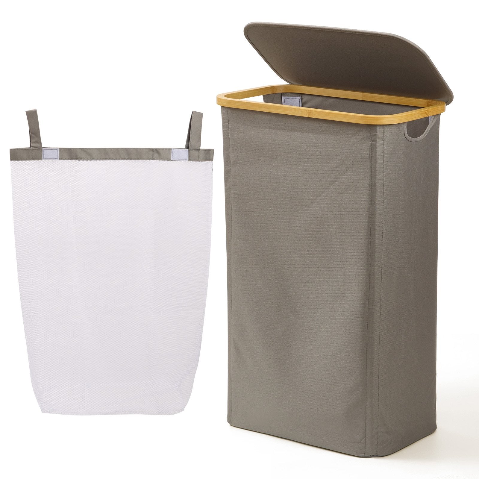 100L Collapsible Laundry Hamper with Lid & Removable Bag