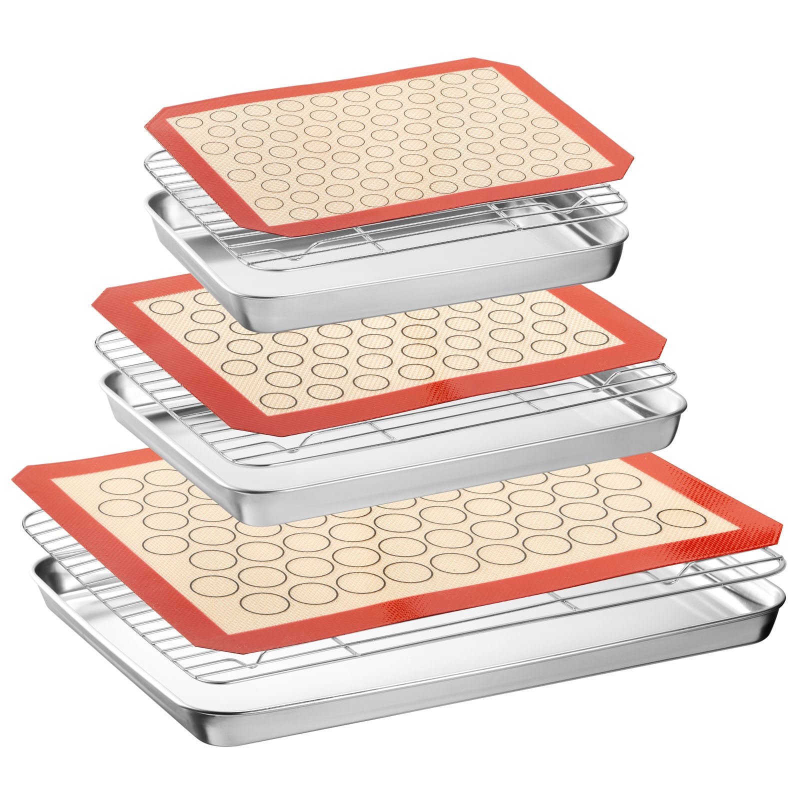 9Pc Stainless Steel Baking Mat Roasting Pan Baking Pan Rack Set