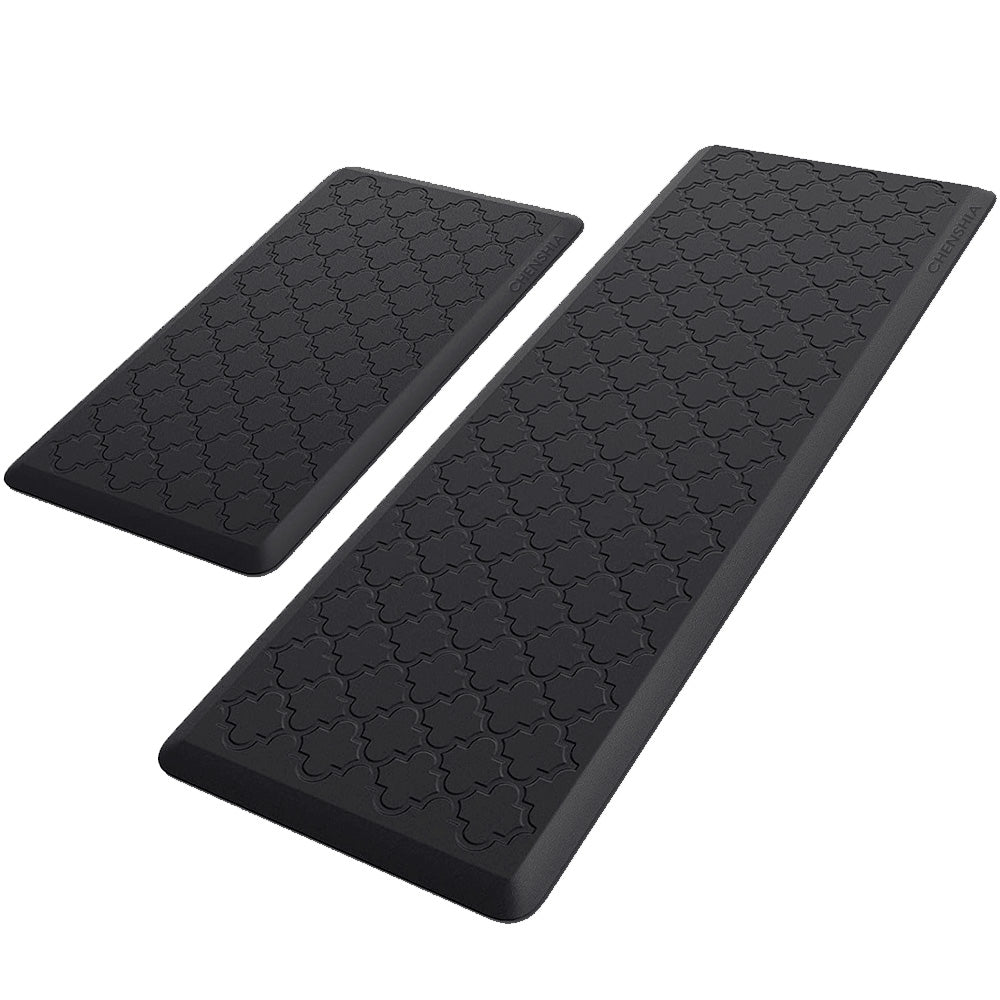 Waterproof Cushioned Kitchen Mat Floor Rug Set - Black
