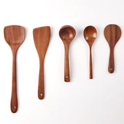 Ebony Wood Cutlery 5 Piece Set Cooking Utensils