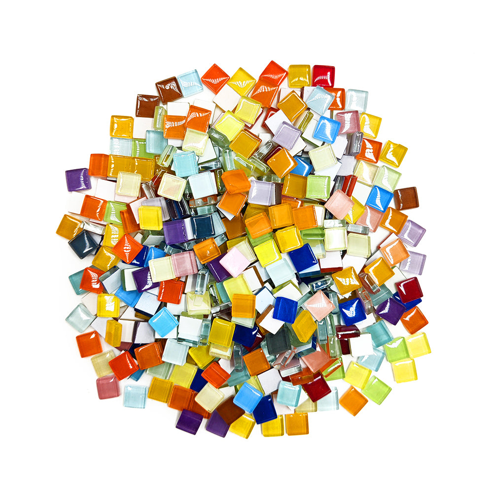 1100 Piece Rainbow Square Glass Mosaic Tiles