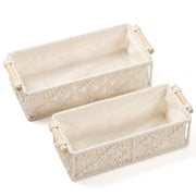 Boho Cotton Rope Storage Basket Woven Macrame Organizer Bin Twin Pack