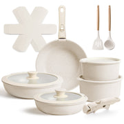 17Pc Aluminium Non-Stick Cookware Set - White