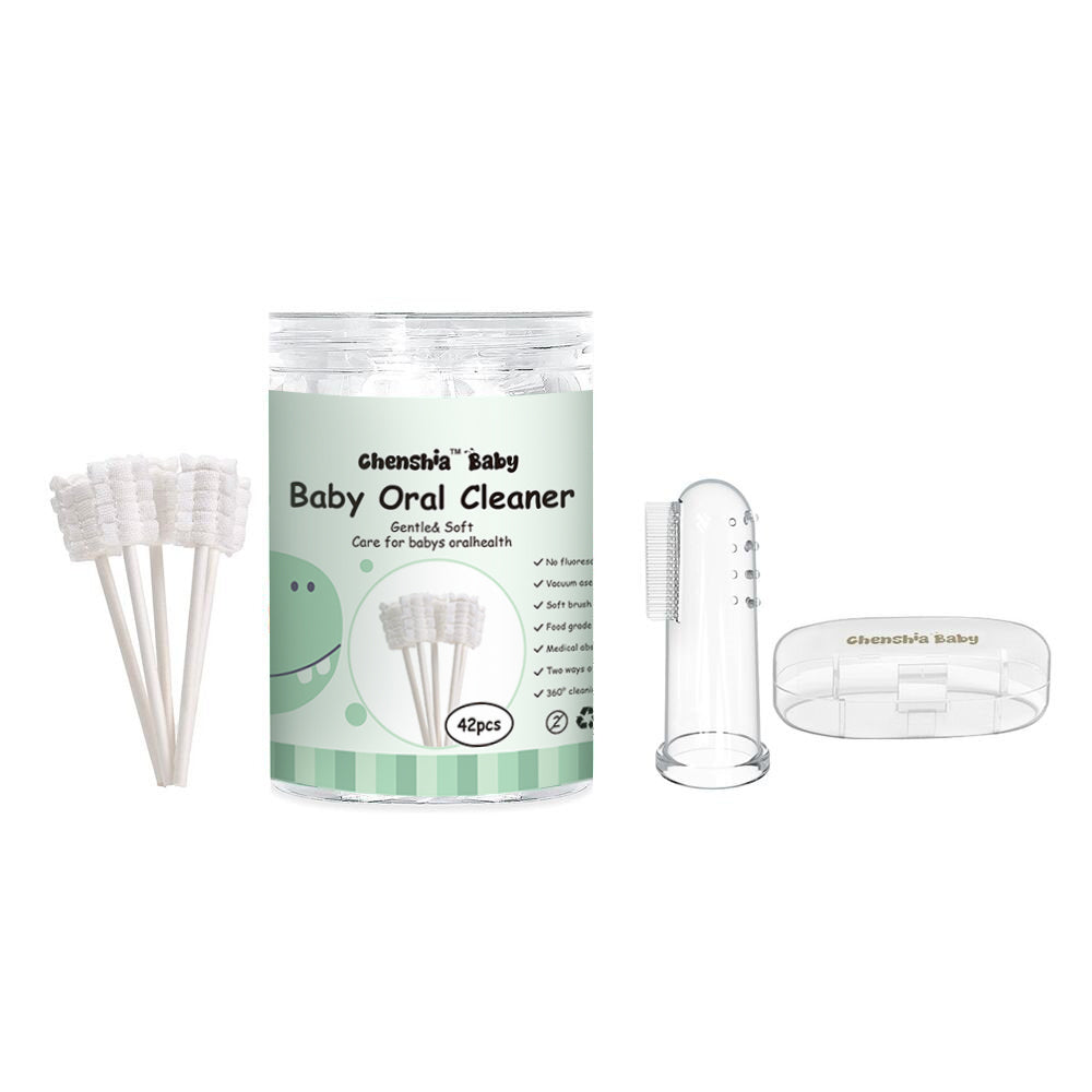 Baby Finger Toothbrush Infant Tongue Cleaner Cotton Gauze Swab Kit