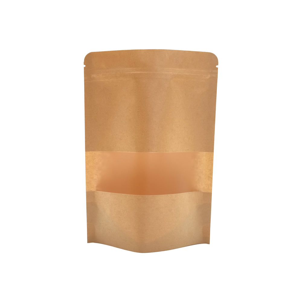 Kraft Paper Stand-Up Pouches with Window - 50 Pack