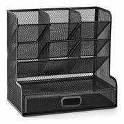 Chenshia Mesh Desktop Stationary Organizer with Drawer Pens Holder for Desk