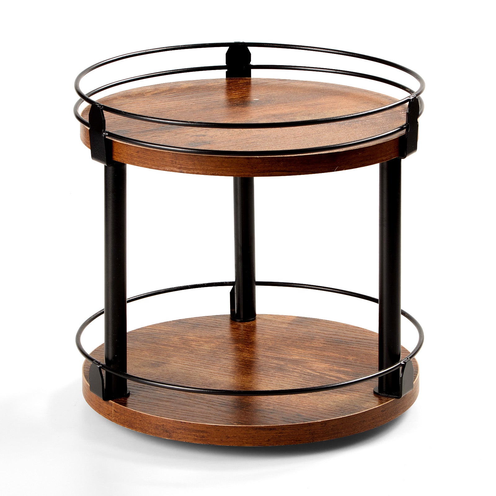 Wooden 2-Tier Lazy Susan Turntable Rotate Spice Organizer Storage