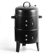 3-in-1 Vertical Charcoal Braai & Smoker BBQ Grill with Thermometer