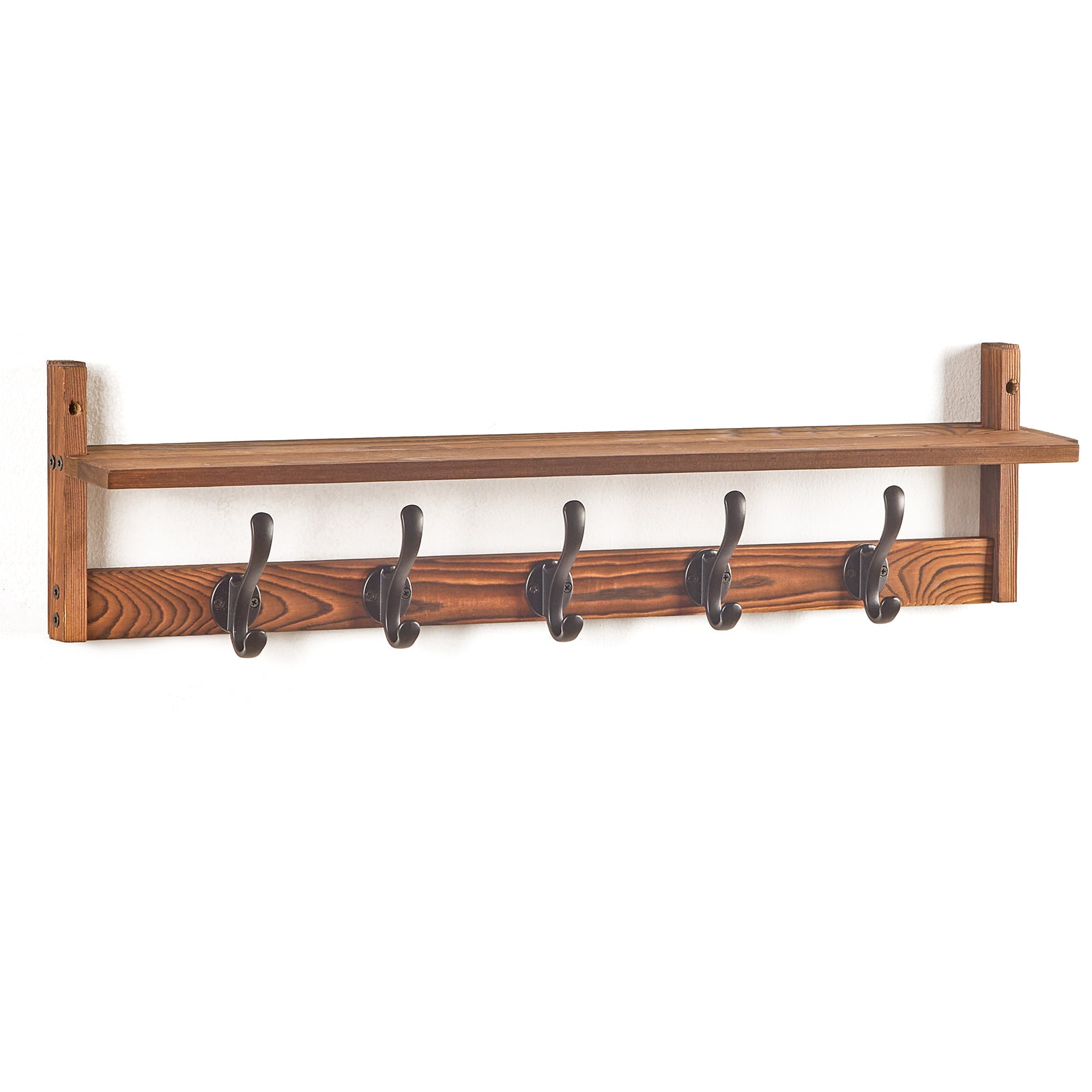 Industrial Coat Rack Wall Mounted Entryway Floating Shelf with 5 Hooks