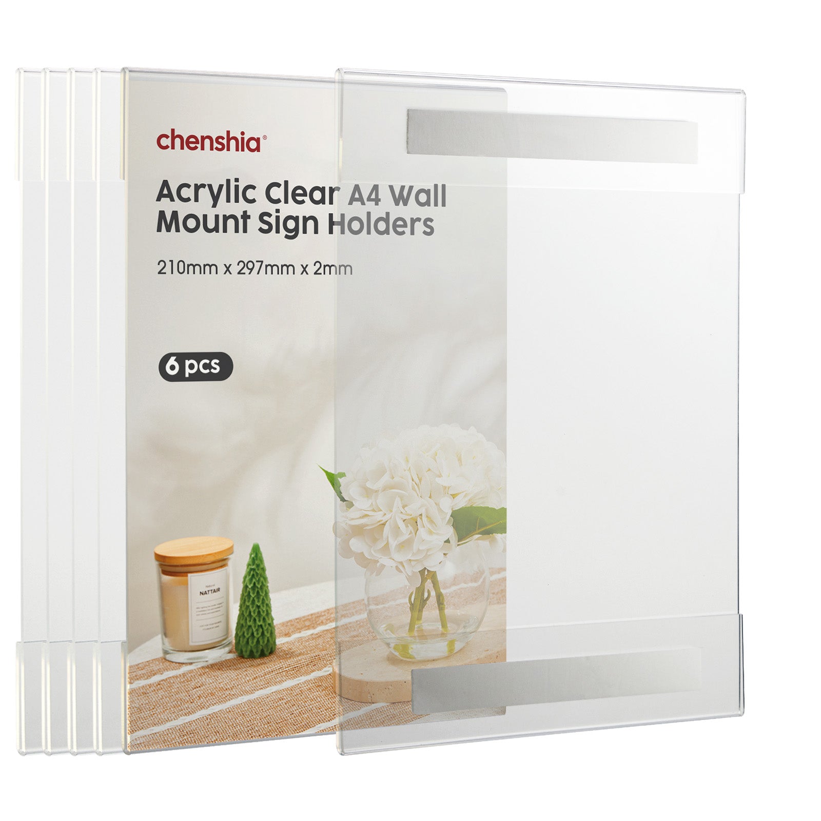 A4 Clear Acrylic Sign Holders (6 Piece)