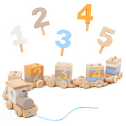 Chenshia 21Pc Train Set Wooden Colour Play & Learn to Count Blocks Toddlers