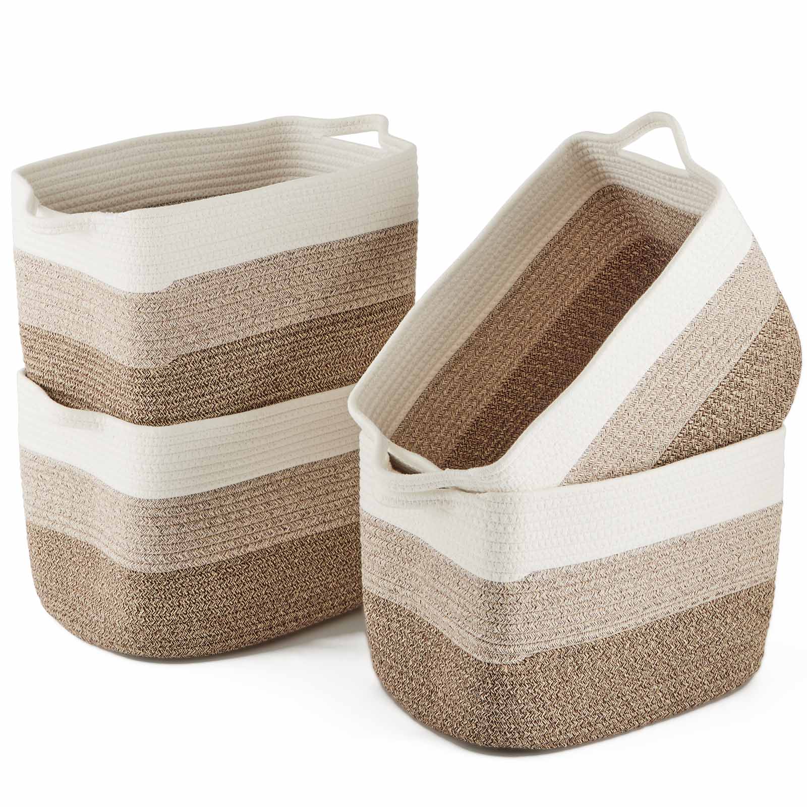 Cotton Rope Woven Storage Baskets - 4 Pack