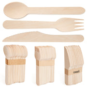 200Pc Biodegradable Natural Birch Wood Cutlery Combo Set