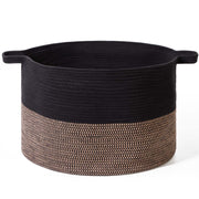 90L Woven Laundry Basket Foldable Storage Hamper - Black & Brown