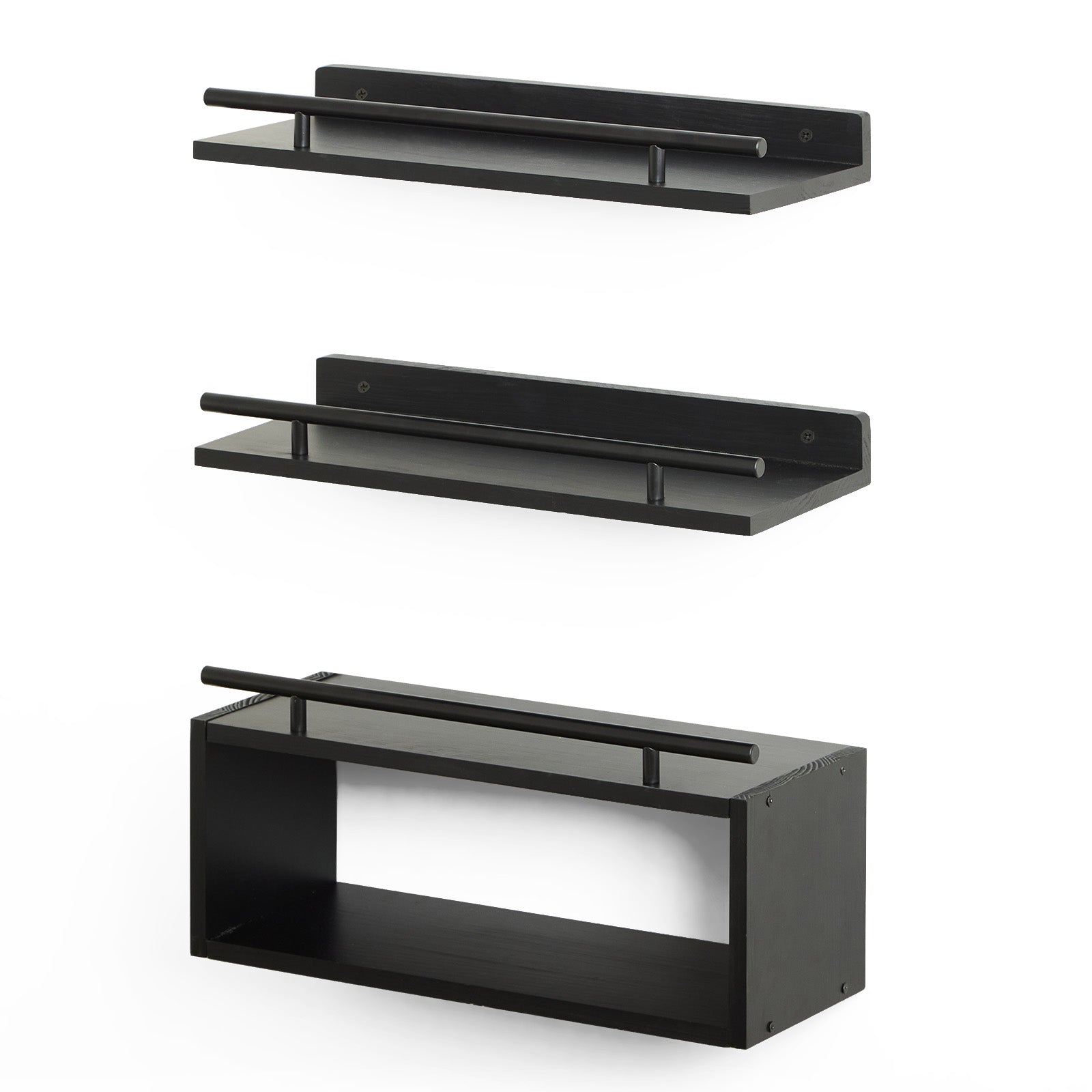 Floating Shelves with Metal Rails Set