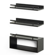 Floating Shelves with Metal Rails Set