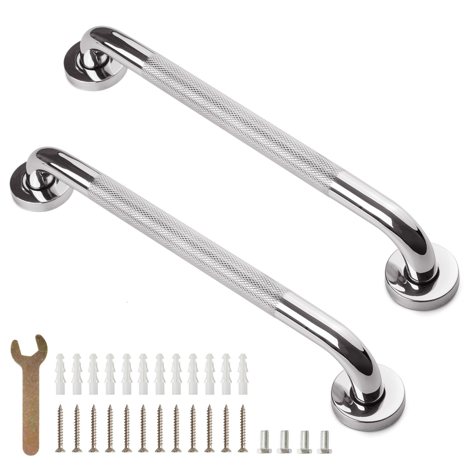 2-Pack 40cm Stainless Steel Bathroom Safety Handrails