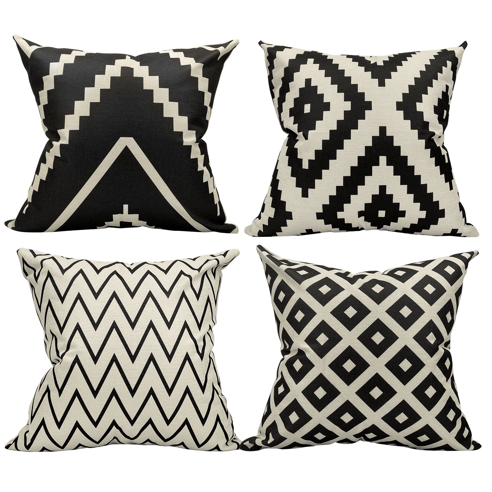 Cotton Decorative Throw Pillow Covers - 4pc