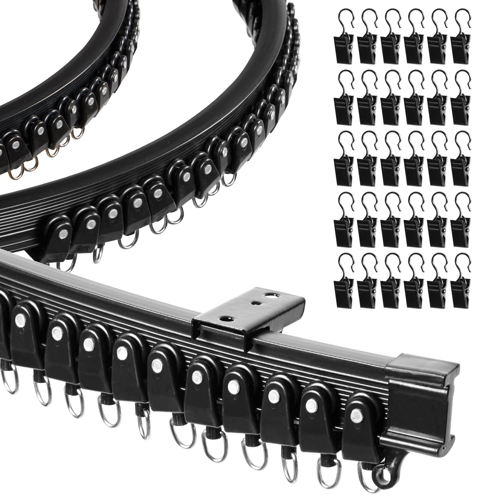 3m Flexible Ceiling Curtain Rail Track Set - Black