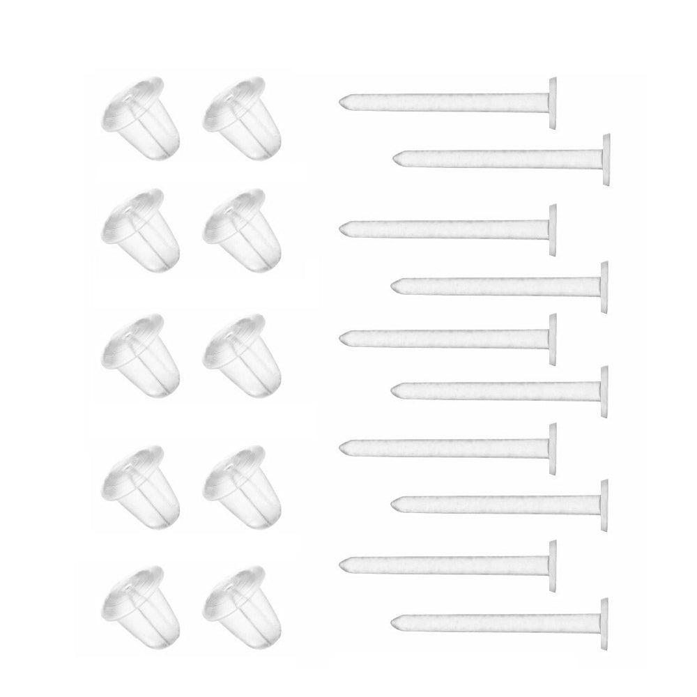 Unisex Transparent Stud Earrings - 10 Pieces