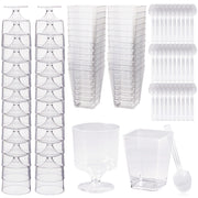 100-Piece Dessert Cup Set with Spoons Cake Pudding High Footed Cup