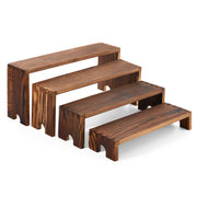 Solid Wood Display Risers 4Pc Retail Showcase Shelf Stand