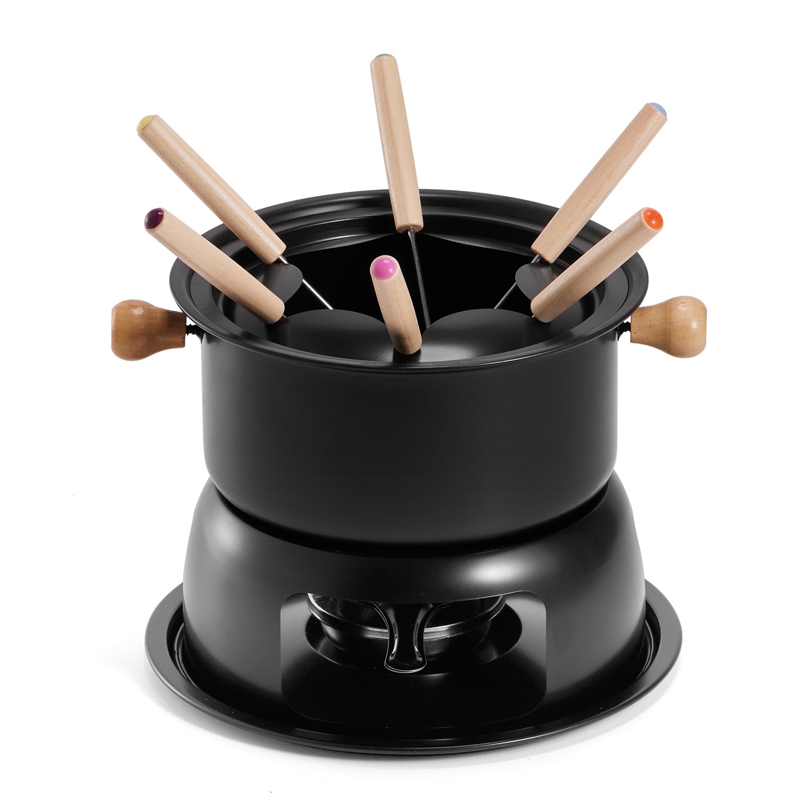 Chenshia 1.5L Fondue Set Non-Stick Chocolate & Cheese Hot Pot & 6 Fork Set