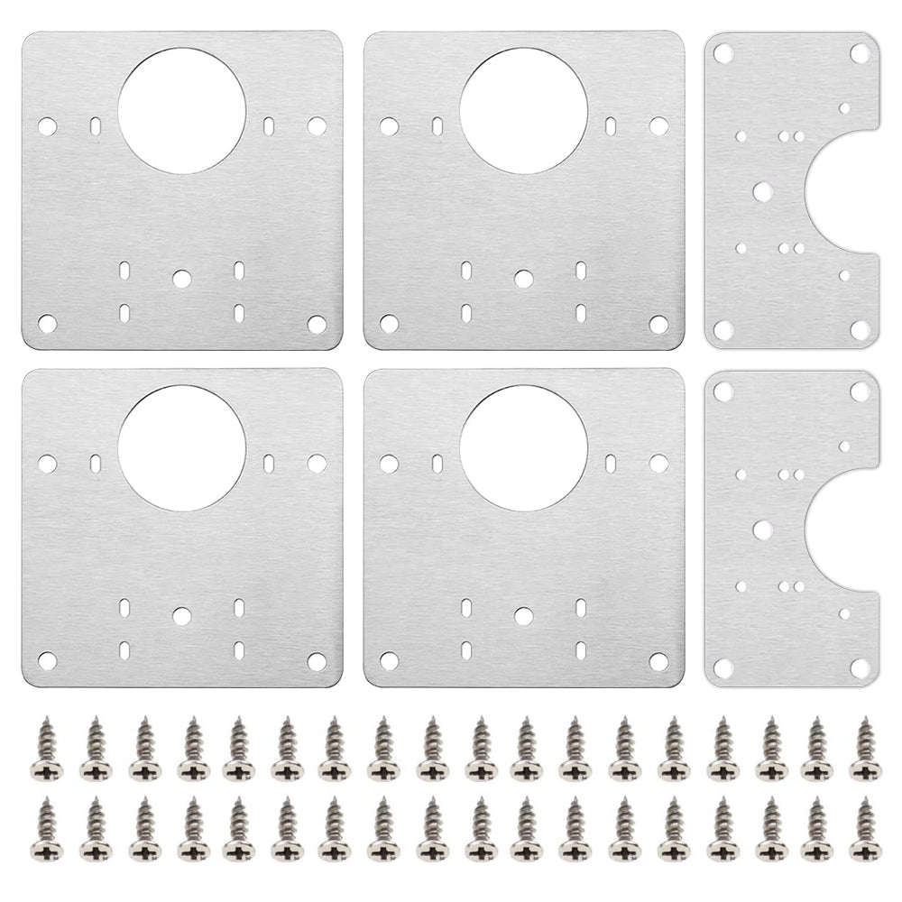 6-Piece Cabinet Hinge Repair Plate Set Stainless Steel Bracket Kit