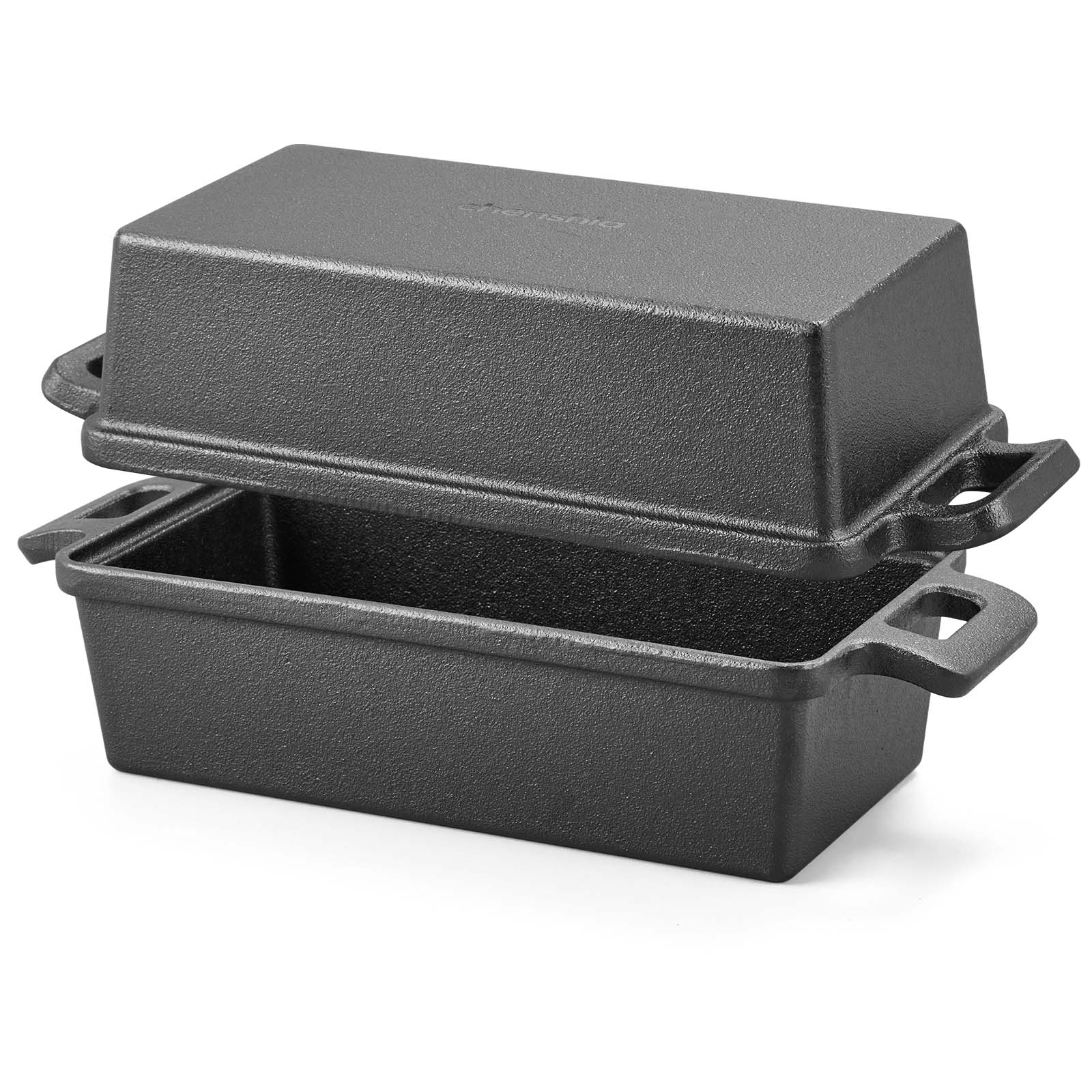Chenshia 2.6L Cast Iron Baking Pan Banana Loaf Bread Baking Pan & 2.3L Lid