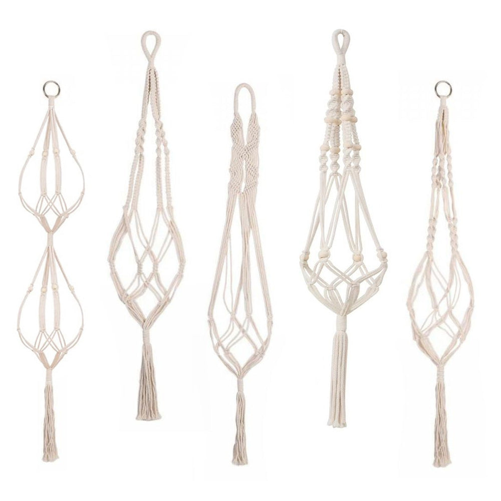 Cotton Rope Boho Macrame Plant Hanger Set 5Pcs